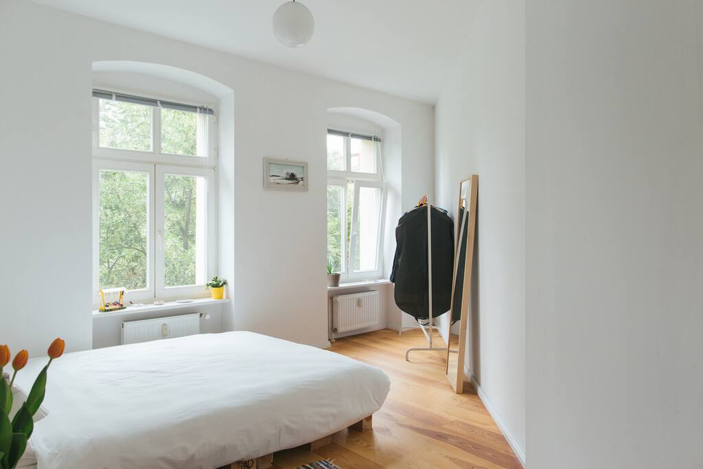 This is your bedroom. Queen size bed 160x200. New anatomic mattress.