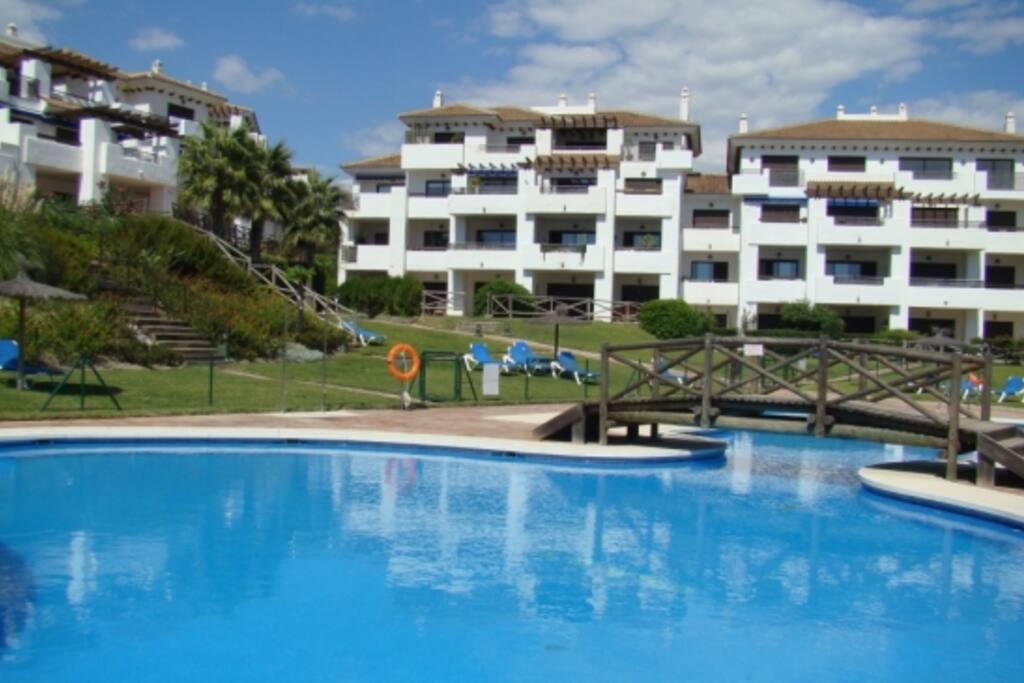 Pool area, which is monitored by a lifeguard