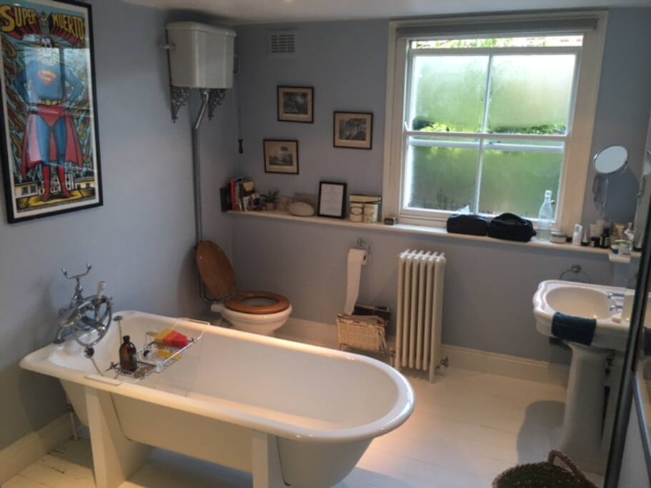 Shared bathroom. The bath is extra long for tall people. There is also a separate shower, just out of shot.