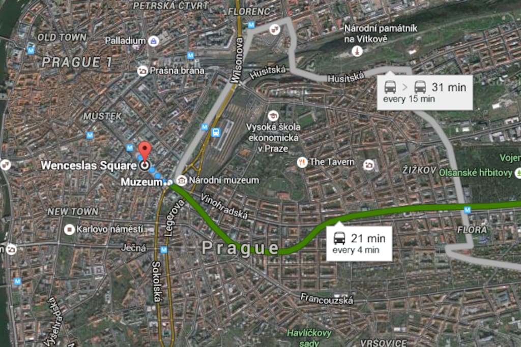 Map of LOCATION and HOW TO GET to the center of Prague