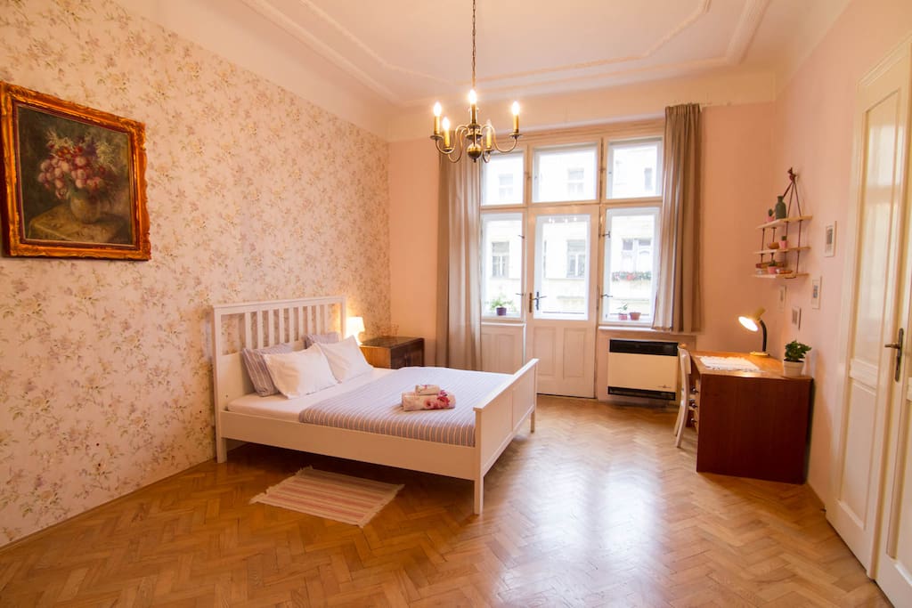 Pink room is decorated in romantic style, doesn't matter if you are on your honeymoon or girls ride :)