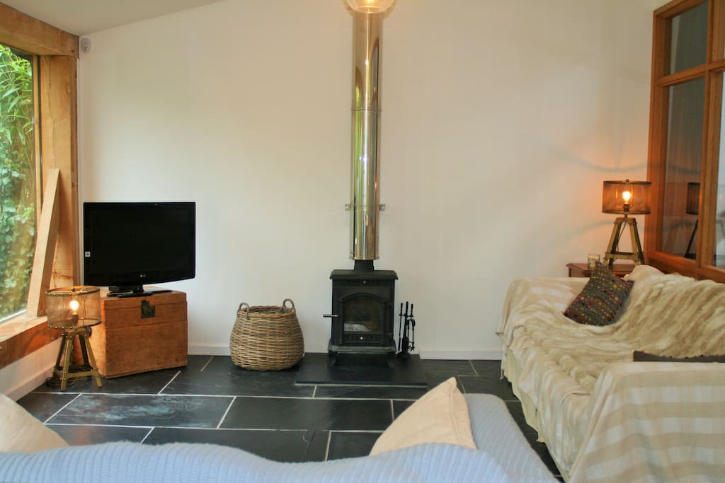 Lounge with woodburner