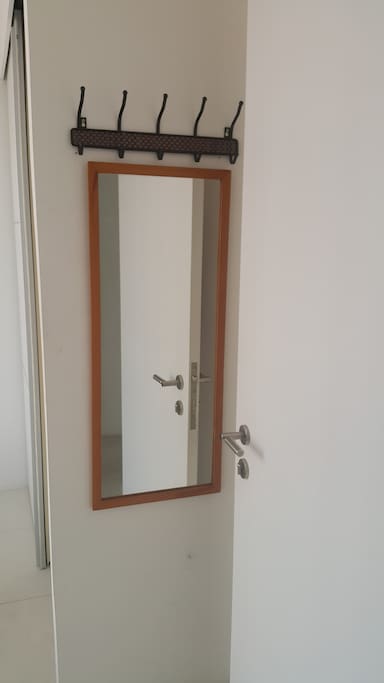 Mirror and Coat Hooks