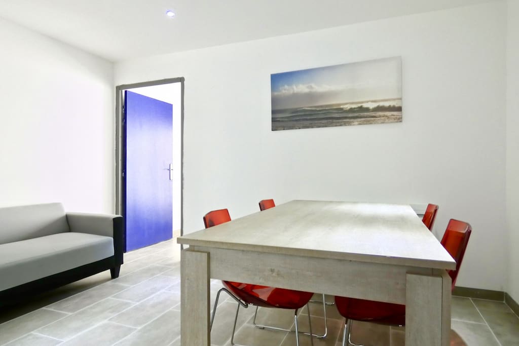 Bright living with dining table