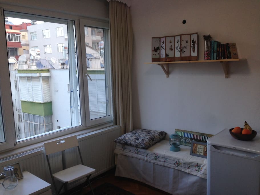 The guest room, alternate angle. You will have your individual mini refrigerator.