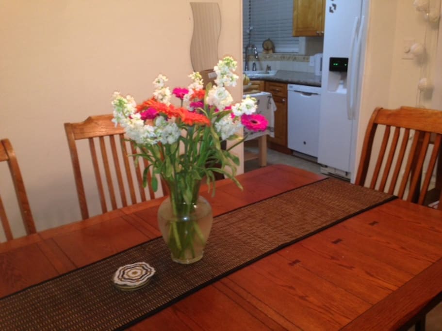 Dining area and excellent work space.