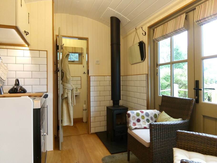 A wood-burning stove for cosy evenings