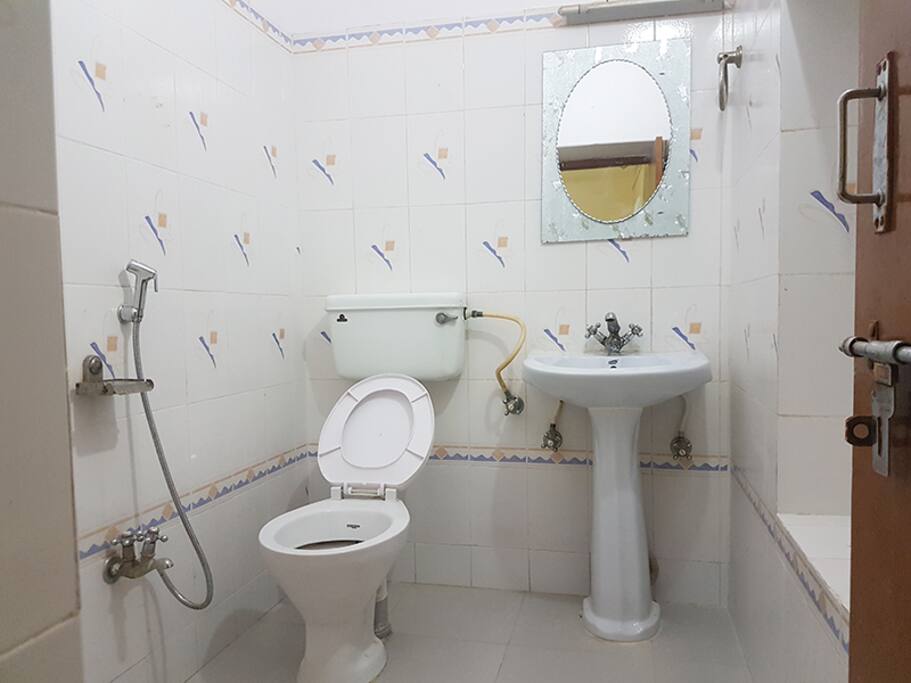 V clean hot & cold shower and western toilet