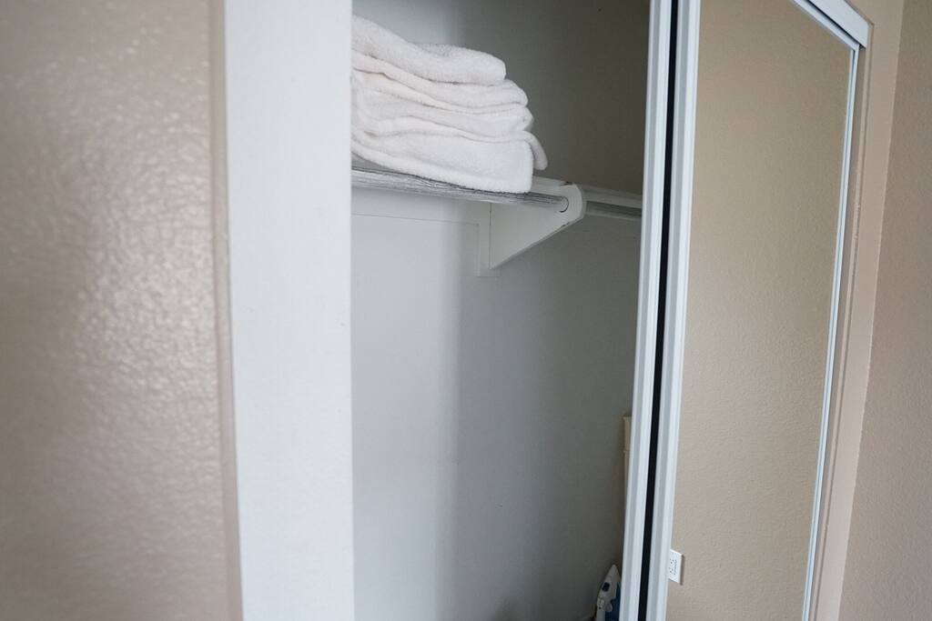 Extra blanket and small heater found in the closet