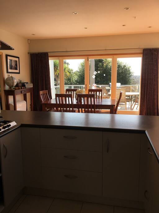 Indoor/outdoor flow from the kitchen to dining to balcony