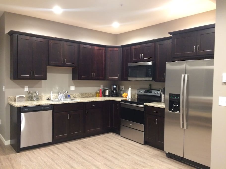 Fully functioning kitchen with brand-new appliances.