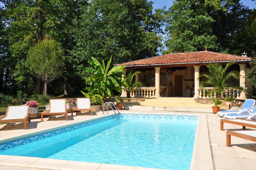 Solar-heated swimming pool
