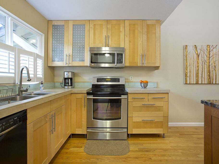 Fully equipped kitchen is set up for real cooking