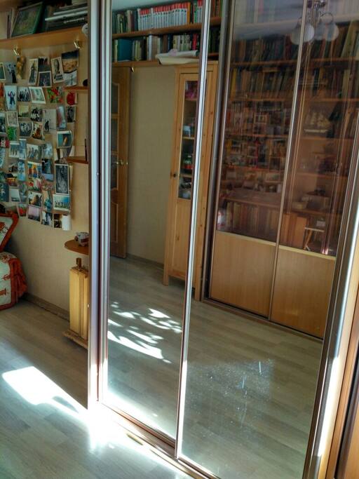 A wardrobe with a mirror