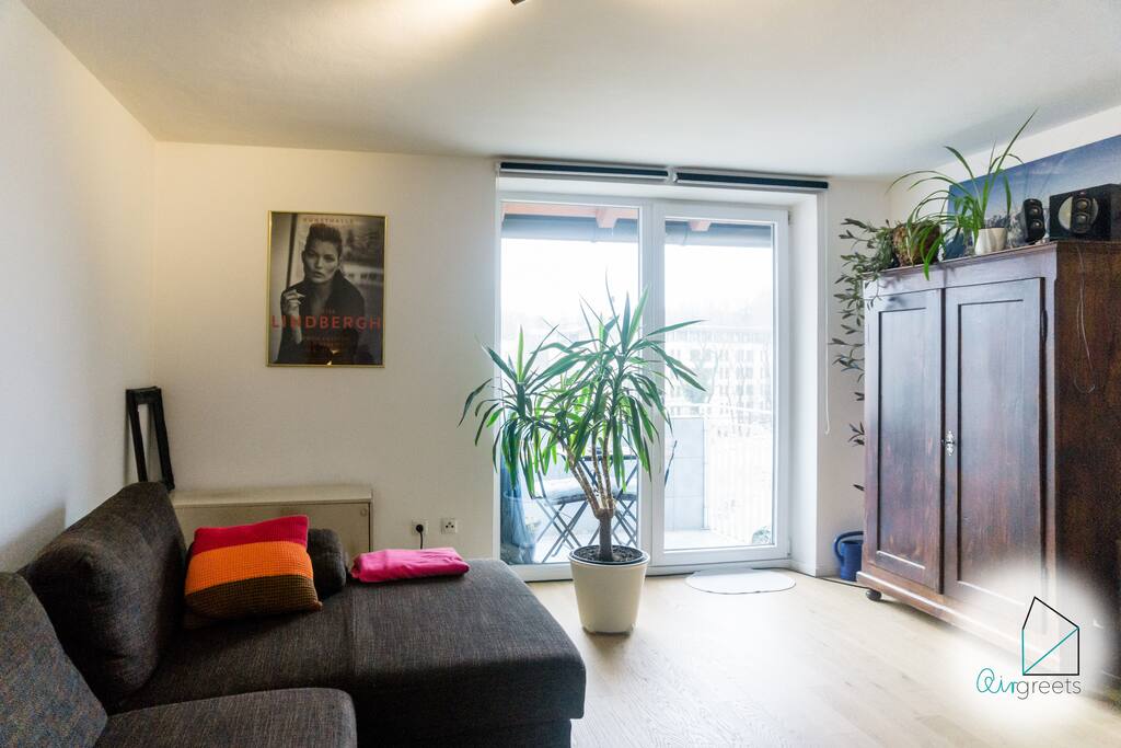 From the living room you have access to the beautiful balcony.