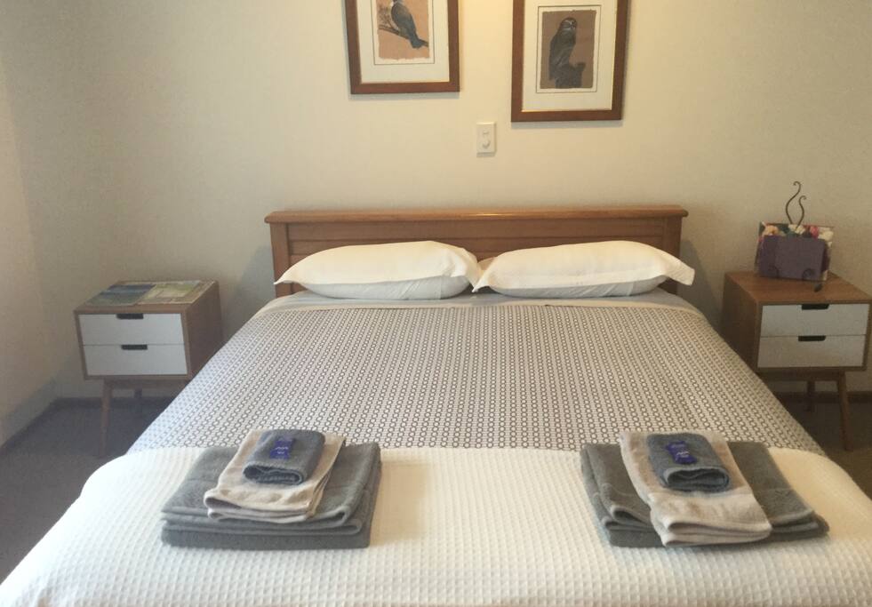 White Fox B&B lovely queen size bed.
