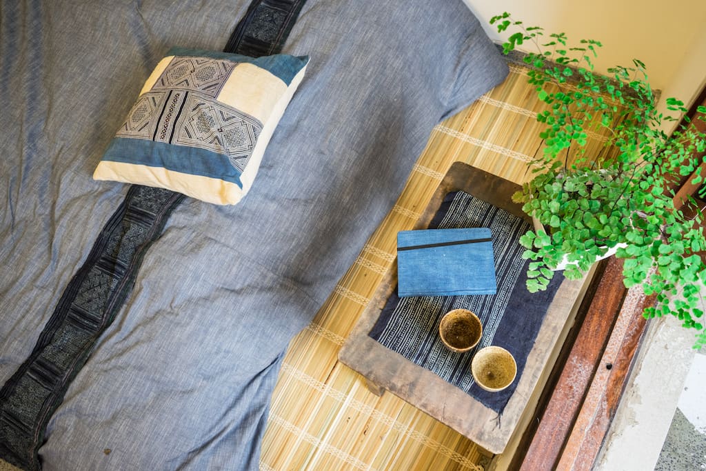 This is the room, with 1 queen-sized bed and tea table, suitable for 2 person, AC is installed.