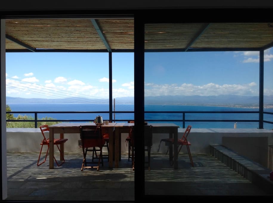 View from dining room Ground Floor towards Bay of Messinia and Kalamata