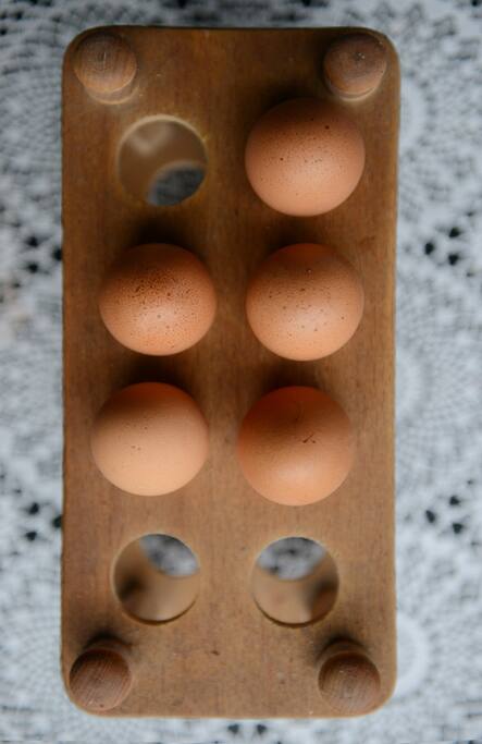 Fresh eggs from our chickens for breakfast