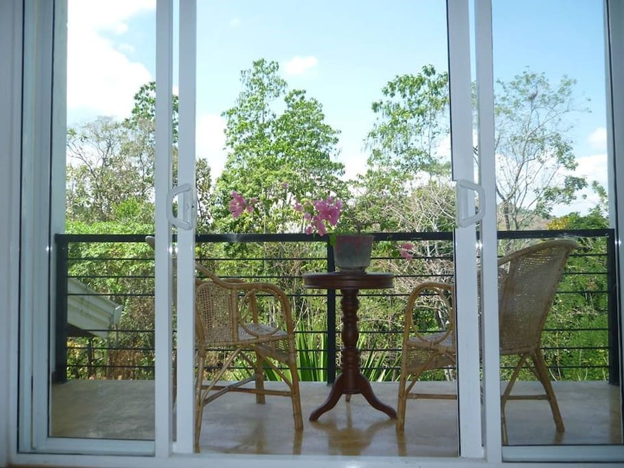 Balcony with a view of forest