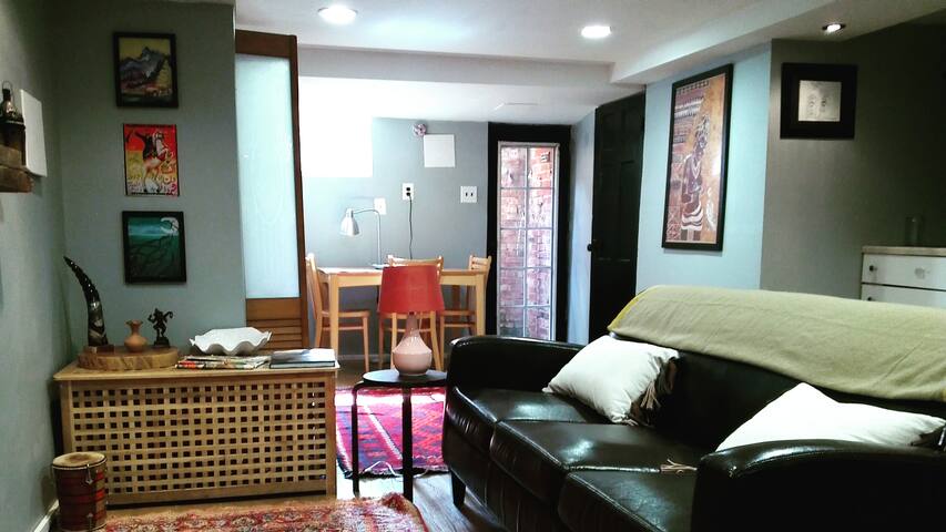 Art-Filled English Basement in Fun Neighborhood!
