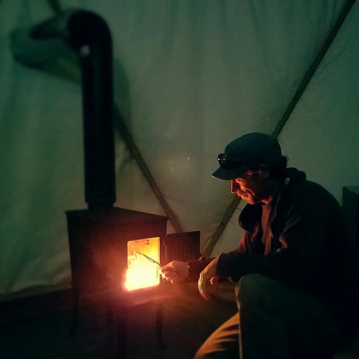 Woodstove for winter warmth.