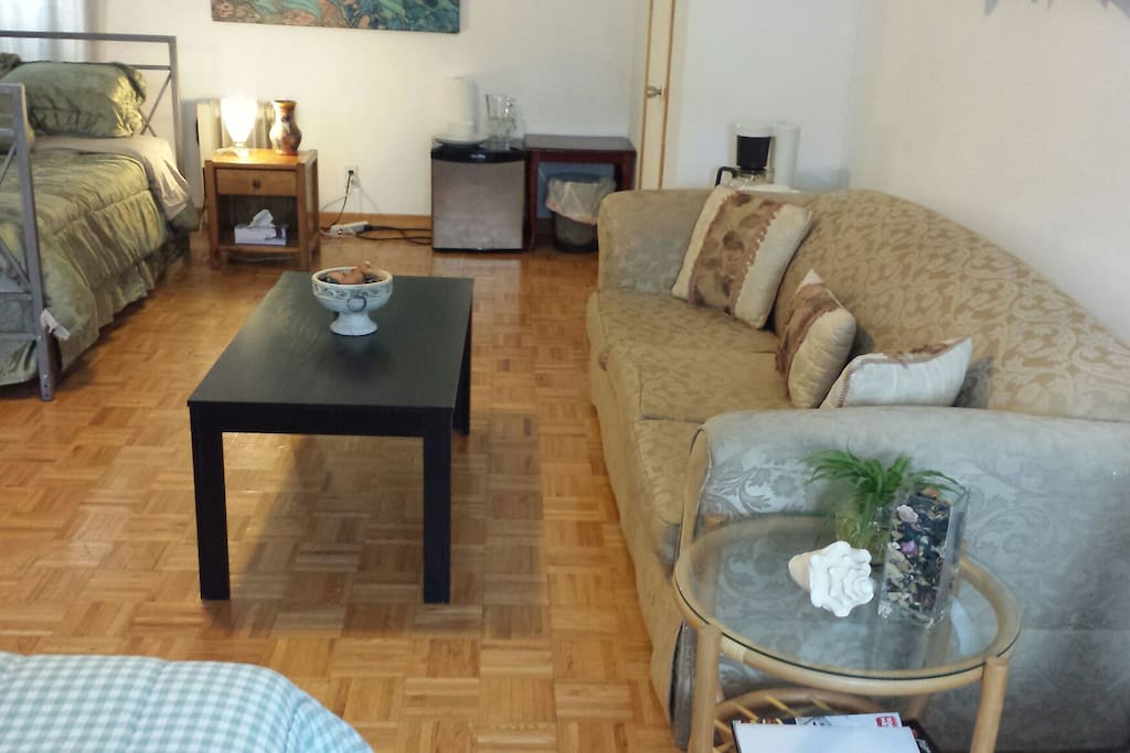 Three seat couch and coffee table