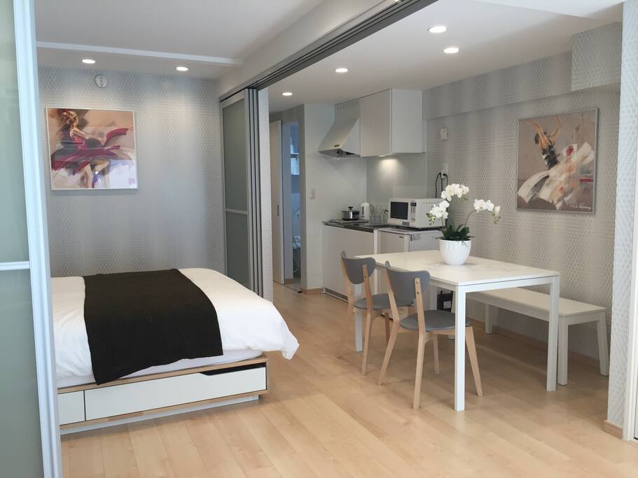 Open plan but sliding walls give privacy when required