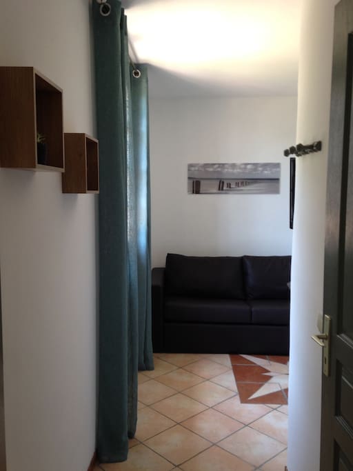 Pièce à vivre avec canapé-lit