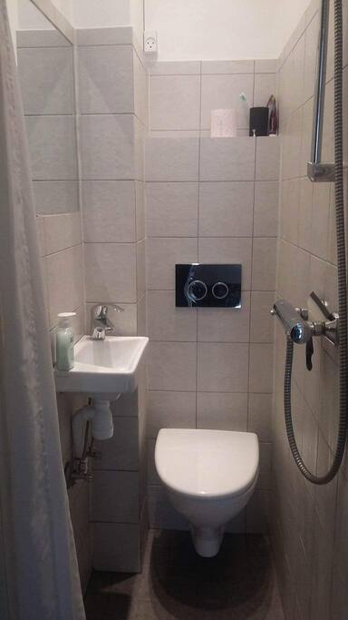 While the restroom is quite small, it is not even a year old