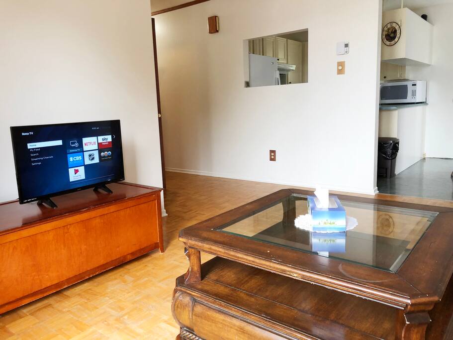 Living Room - Netflix is available on the tv.