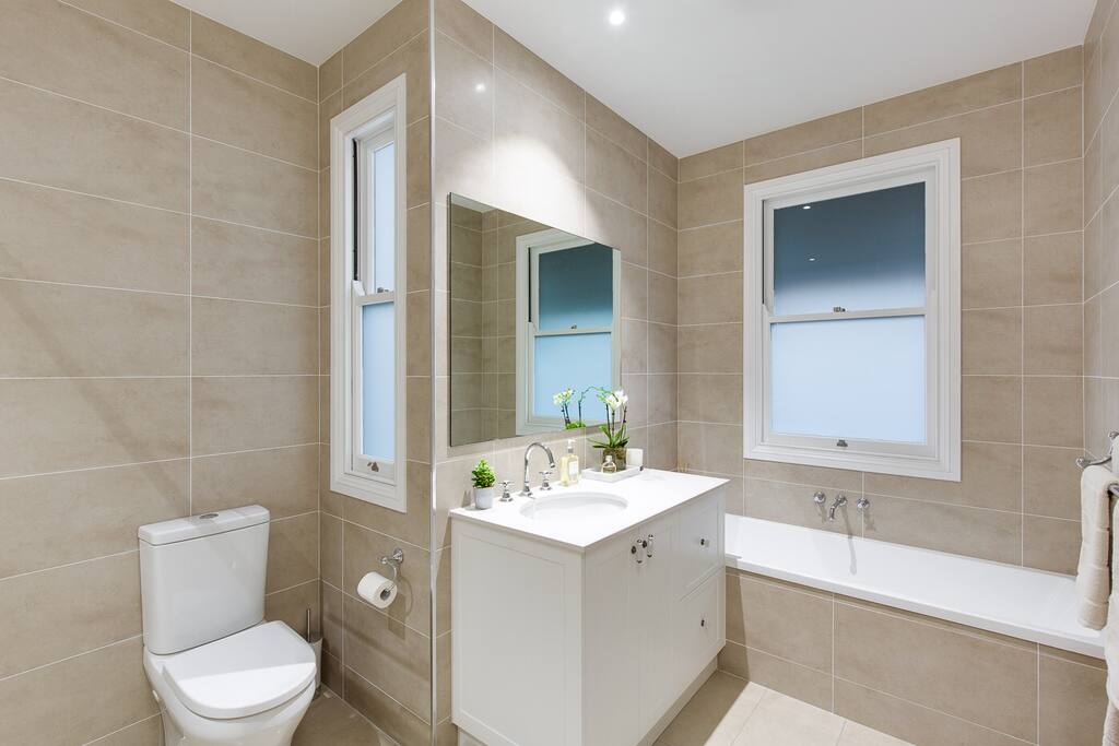 Main bathroom also has shower. Occasionally have to share with visiting relative. Two other full bathrooms in the house.