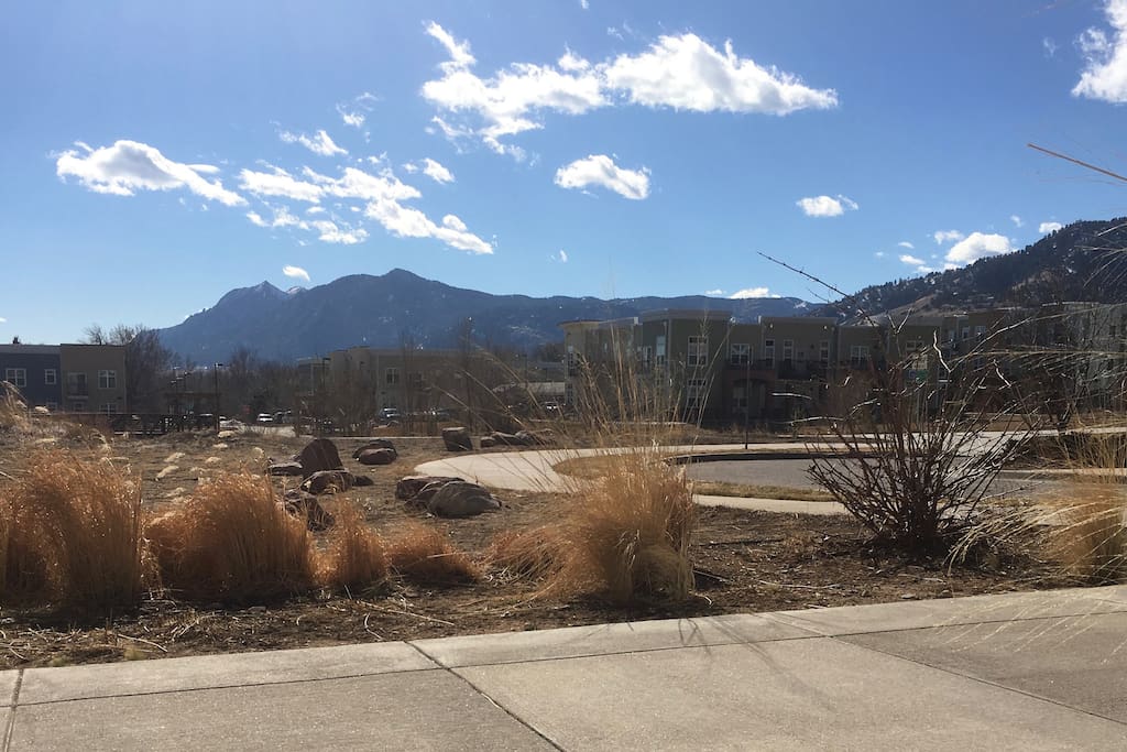 View of Flatirons & multi-purpose trails from front door