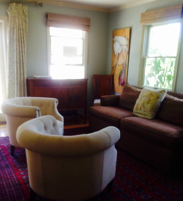 Living space in master bedroom. Room is very quiet and private, and does not share common walls (or floors/ceilings) with others. Outside of the room is a private TV den for guests.