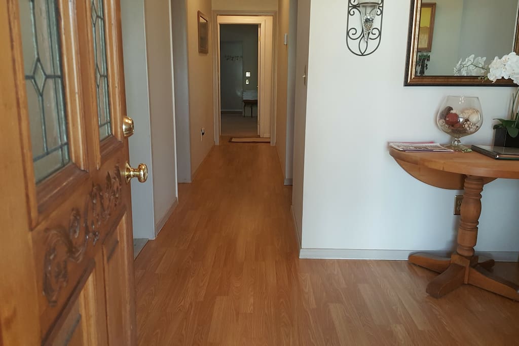 Entry & Hallway with the brand new wood floor.