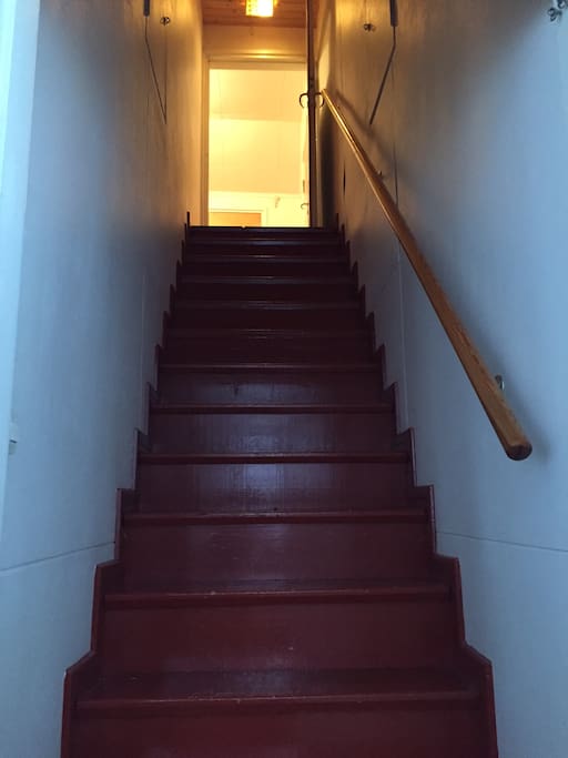 Stairs from entrance hallway to self contained upstairs