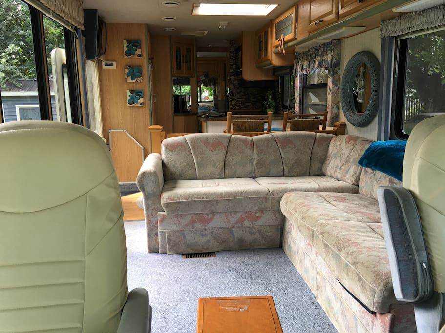 Living room with fold down bed