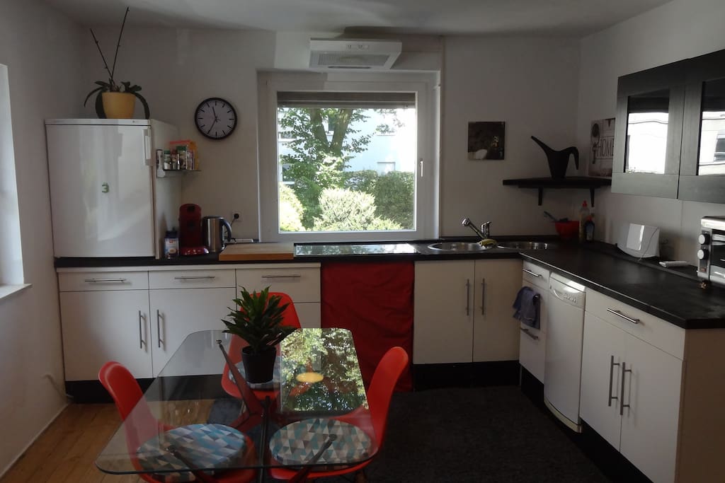 Kitchen, Coffeemaschine, Dishwasher, Fridge and everythink for cooking and eating