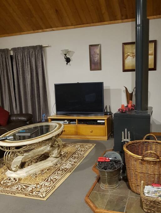 part of lounge showing fireplace.