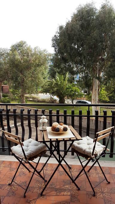 Balcony overlooking the Mediterranean vegetation