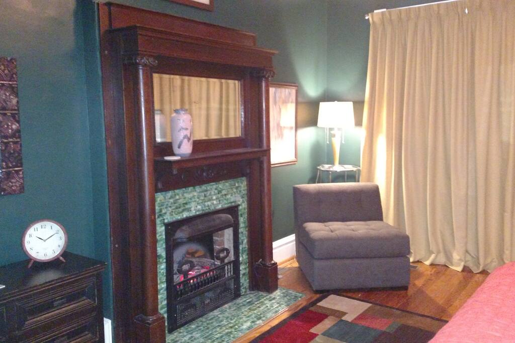 Electric Fireplace in Bedroom