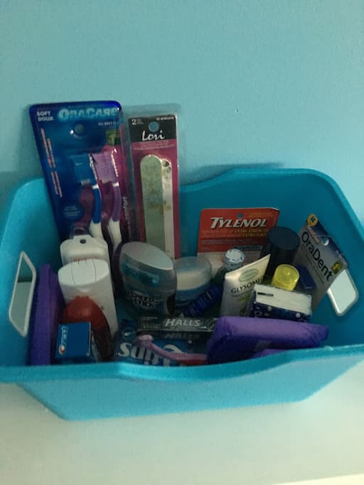 With the stress of travelling and packing you might have forgotten something with blue basket. We provide some things we would want when travelling. Help yourself.