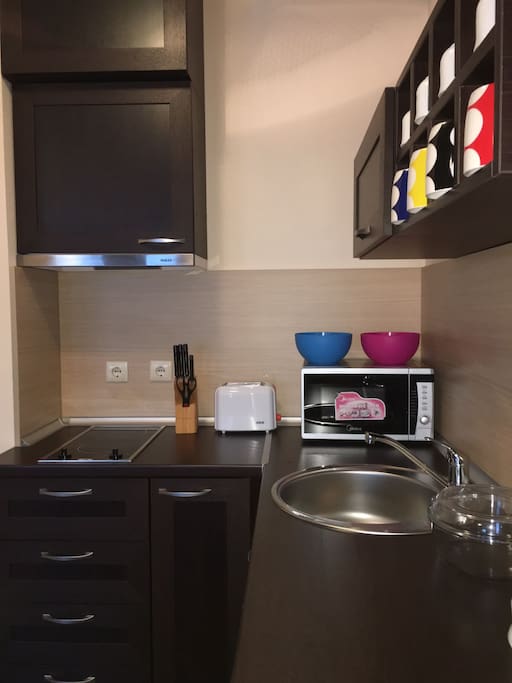 Fully equipped kitchen .