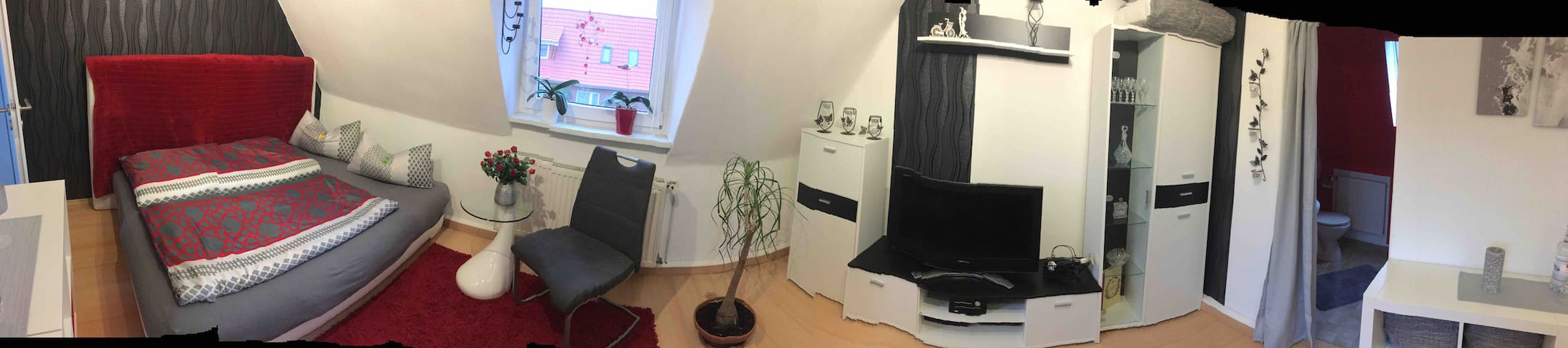 Zimmer mit Doppelschlafsofa und kleines Gäste WC