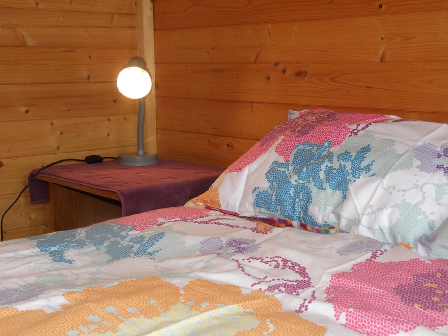 Double sofa bed with futon mattress and bedside storage