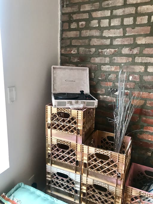 Bluetooth speaker and record player. Huge collection of old school records available