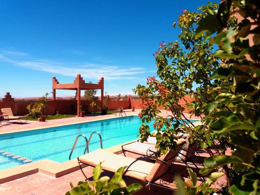 vue jardins et piscine