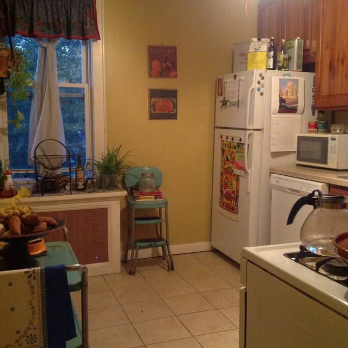 Kitchen with many vintage accents.