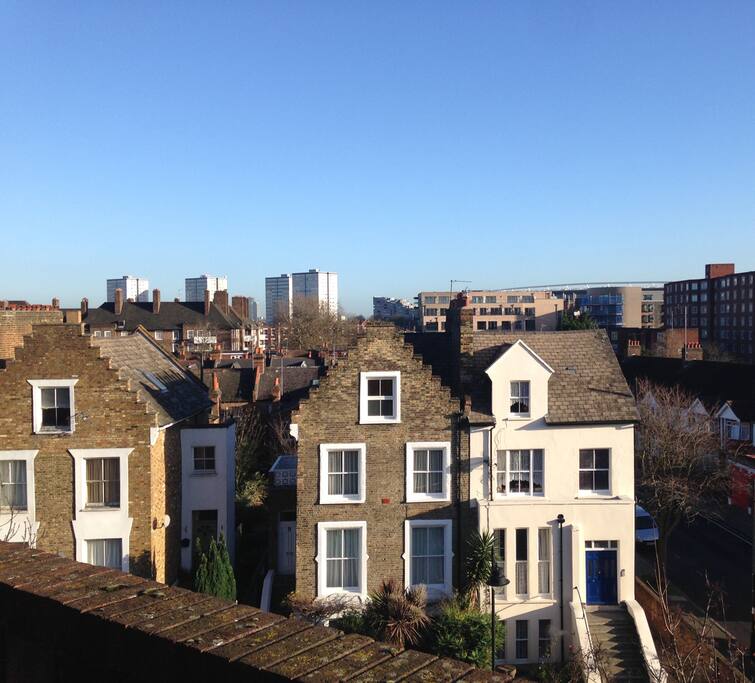 View from kitchen over Holloway, you can see the Arsenal football club which is a stones throw away.