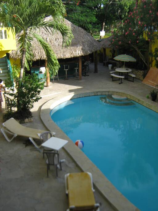 Swimming pool and Bar from room balcony.